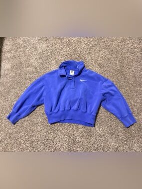 Nike Royal Blue Cropped Quarter-Zip Sweatshirt